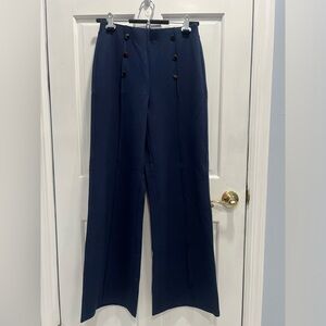 HALARA NWT High Waisted Pocket Wide Leg Blue Work Pants MEDIUM NEW TAG FELL OFF